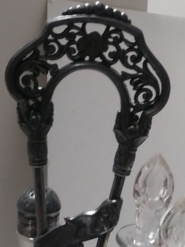 Antique Rogers Smith Silver Plate Etched Glass Cruet Castor Set Quadruple Plate