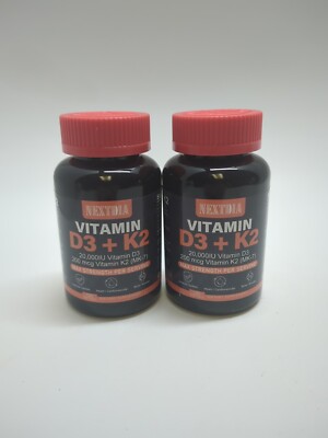 Nextdia Vitamin D3 20,000 IU + K2(MK7) 200mcg Vitamin D3 & K2 240 Ct 2 Pack 