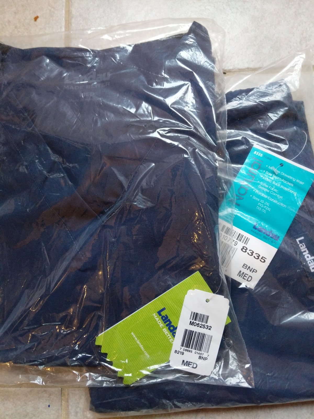 Navy Landau Scrub Set Size Medium Top Medical Bottom Nurse RN Work Blue Navy