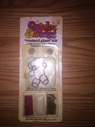 Teddy Bear Makit Bakit Holiday Ornament Suncatcher Decoration Vintage Used