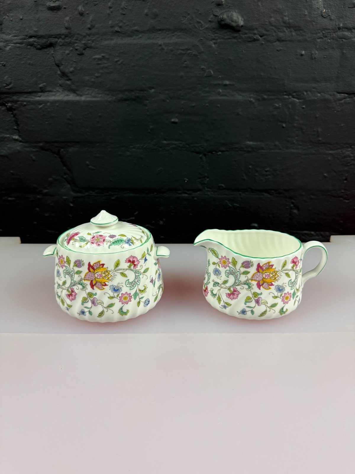 Minton Haddon Hall Milk / Cream Jug 8.5 cm and Covered Sugar Bowl Set