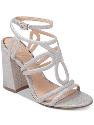 

JEWEL BADGLEY MISCHKA Женские серебряные босоножки Shari Toe Flare с пяткой на пятке, Серебряный, JW3010