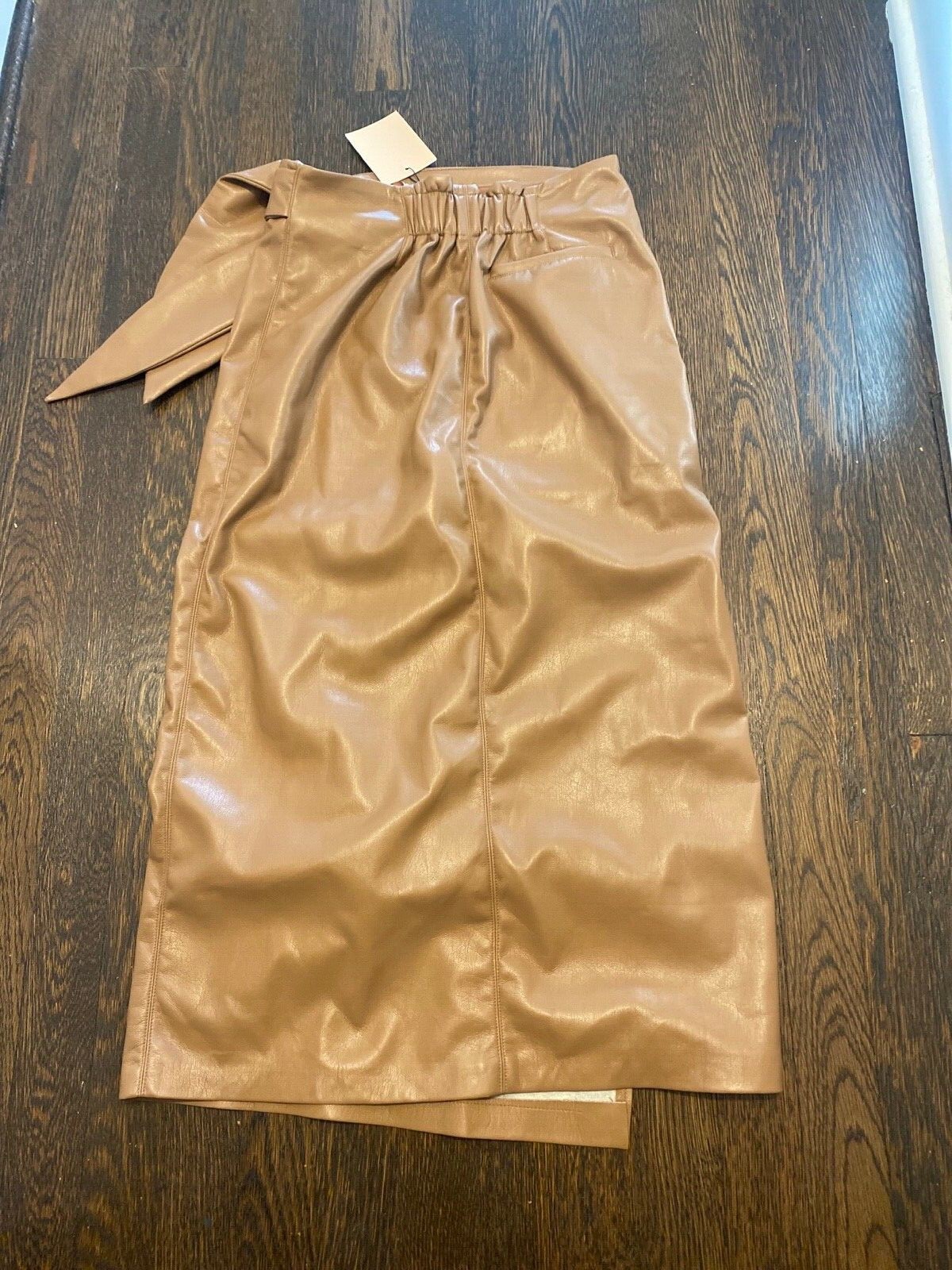 Pre-owned Nanushka Amas Faux Leather Skirt Brown Sz M $400