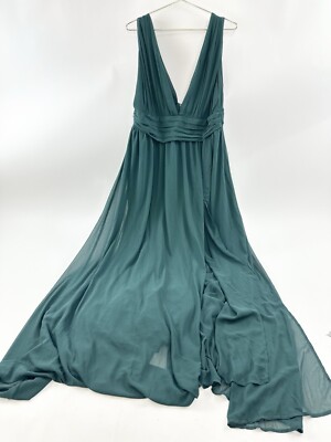 NWT Lulus Dress Women s XL Green Surplice Maxi Slit Bridesmaid Homecoming Dance
