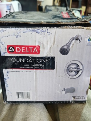 DELTA FOUNDATIONS TUB & SHOWER FAUCET & VALVE, FULL SPRAY, CHROME 149-438