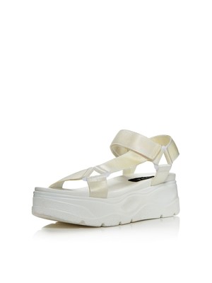 Женские босоножки на платформе AQUA Womens White с нейлоновыми ремешками на платформе 1-1/2, 6 м