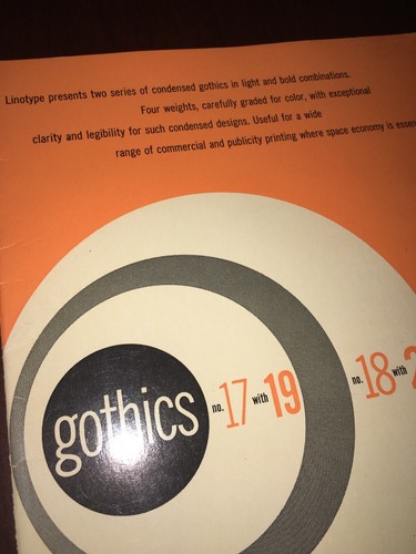 Linotype Type Specimen Book Gothics No.17 With 19 No.18 With 20