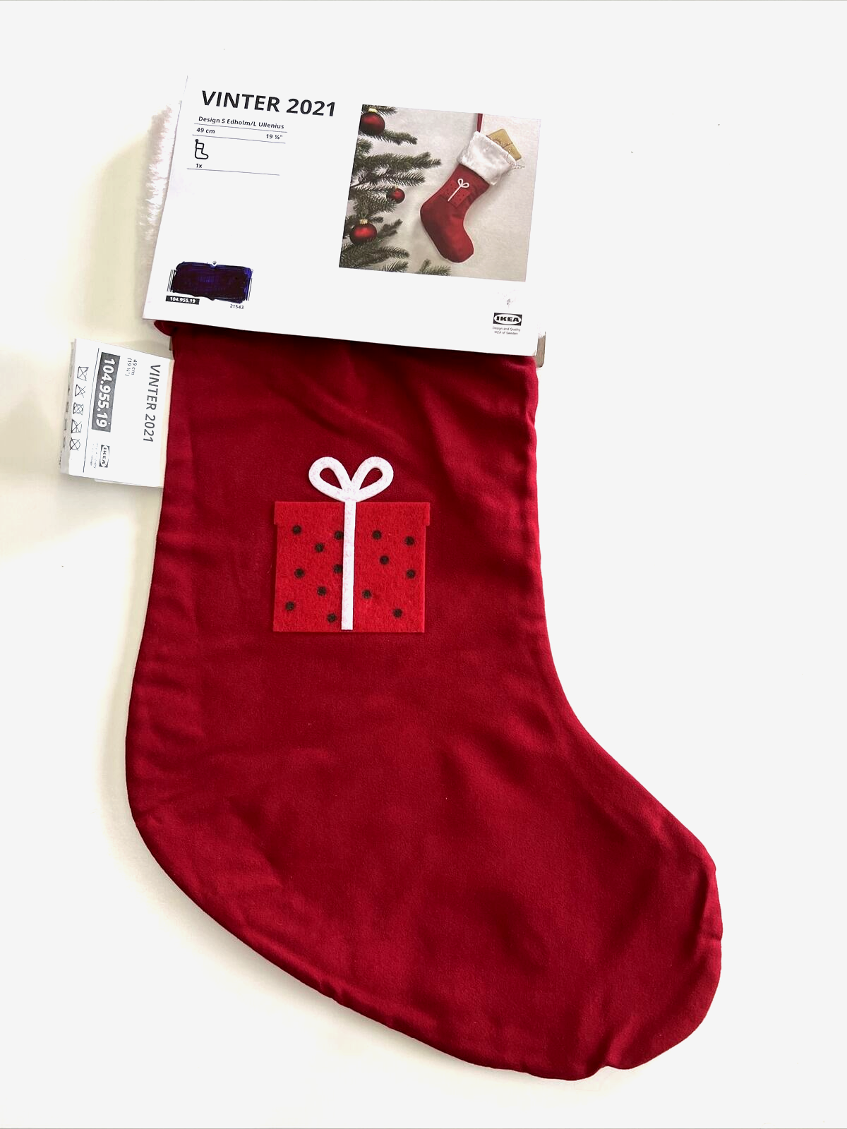IKEA VINTER 2021 Christmas Stocking Christmas Gift Pattern Red 19 ¼