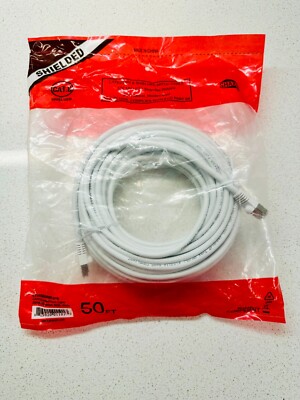 50FT CAT6 Shielded Ethernet Patch Cable - White, 26AWG Stranded, 568B, RoHS Comp