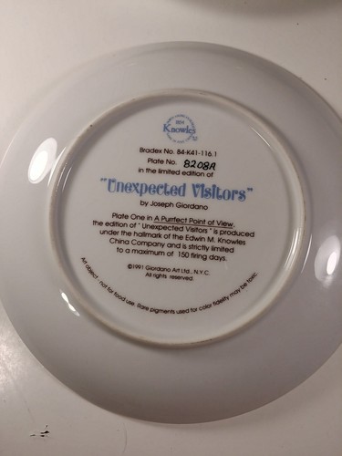 Knowles 8in Cat Plates Collectors 1990s Giordano Art Lotx4