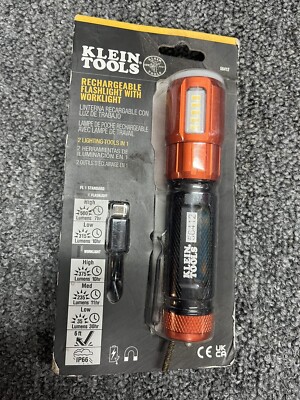 Klein Tools 56412 Rechargeable LED Flashlight with Worklight (4123)