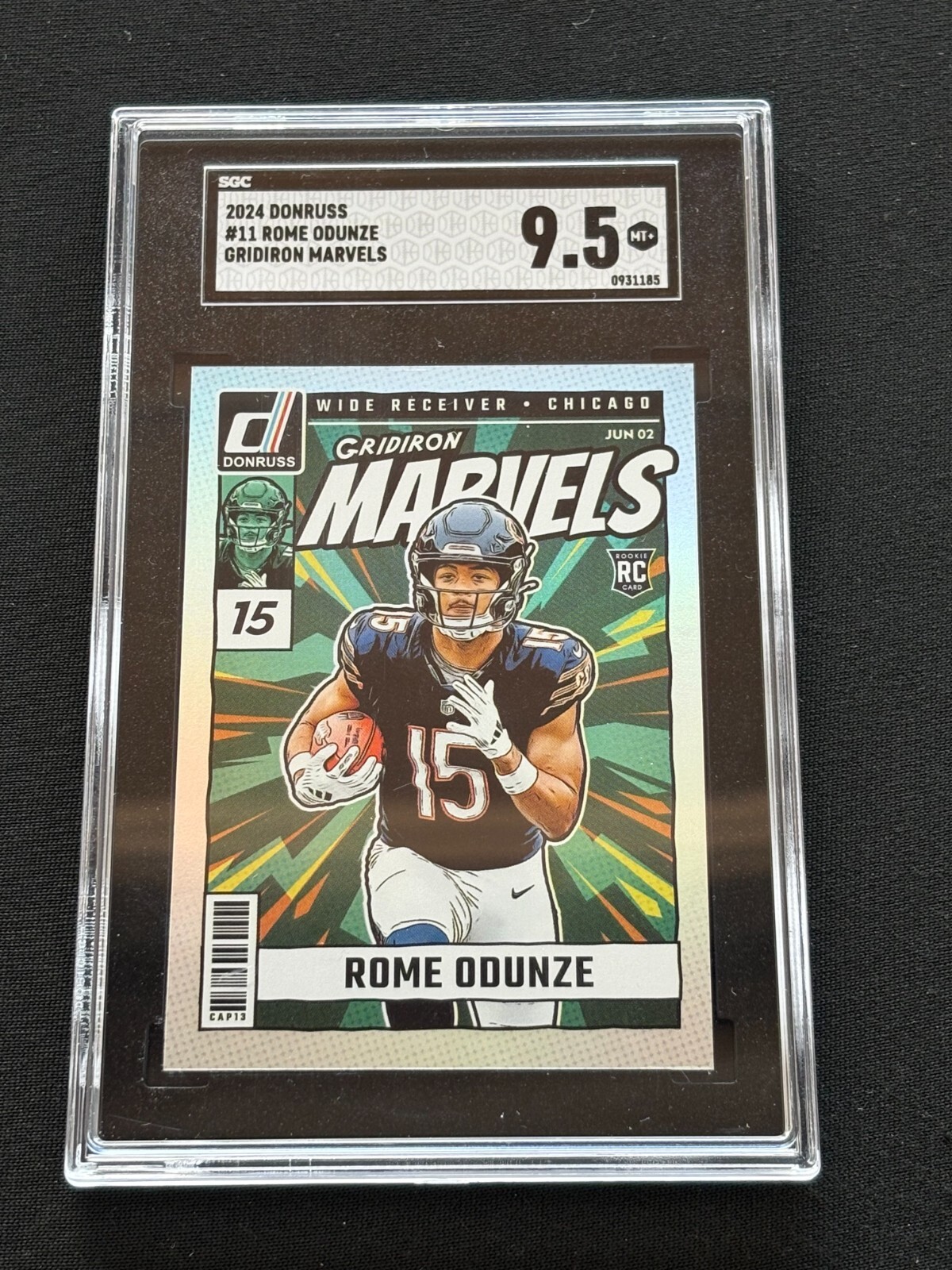 Rome Odunze 2024 Donruss Gridiron Marvels SSP CASE HIT RC Chicago