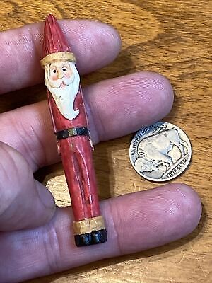 VNTG Skinny Santa Clause Brooch Pin Christmas Resin Slim Folk Art 3