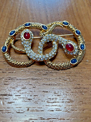 Collectors Item Vintage Kenneth Jay Lane For Avon Double Snake Pin Brooch