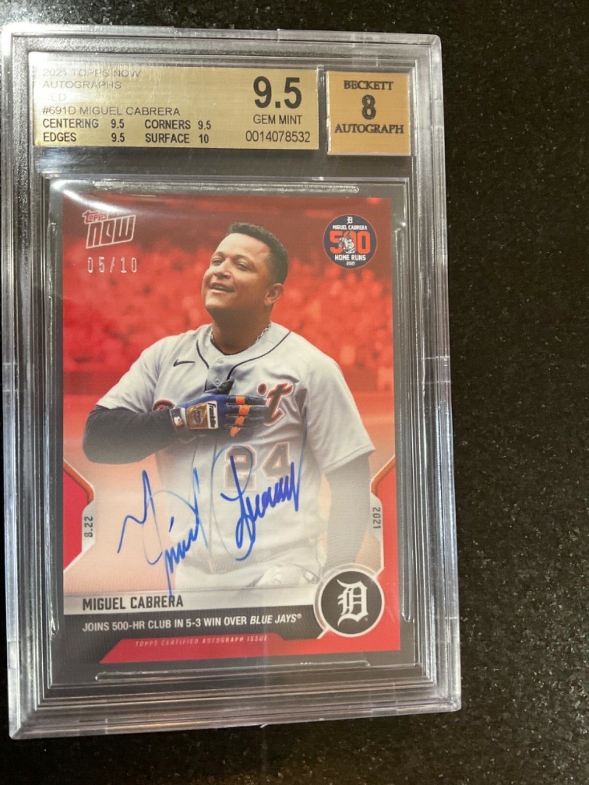 PSA10 TOPPS NOW 500 HR CLUB ミゲルカブレラ PSA10 TOPPS NOW 500 HR CLUB ミゲルカブレラ（Miguel Cabrera