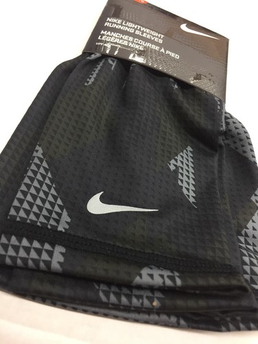 Nike Lightweight DRI-FIT Arm Sleeves Running Black Gray Blue Adult L/XL New