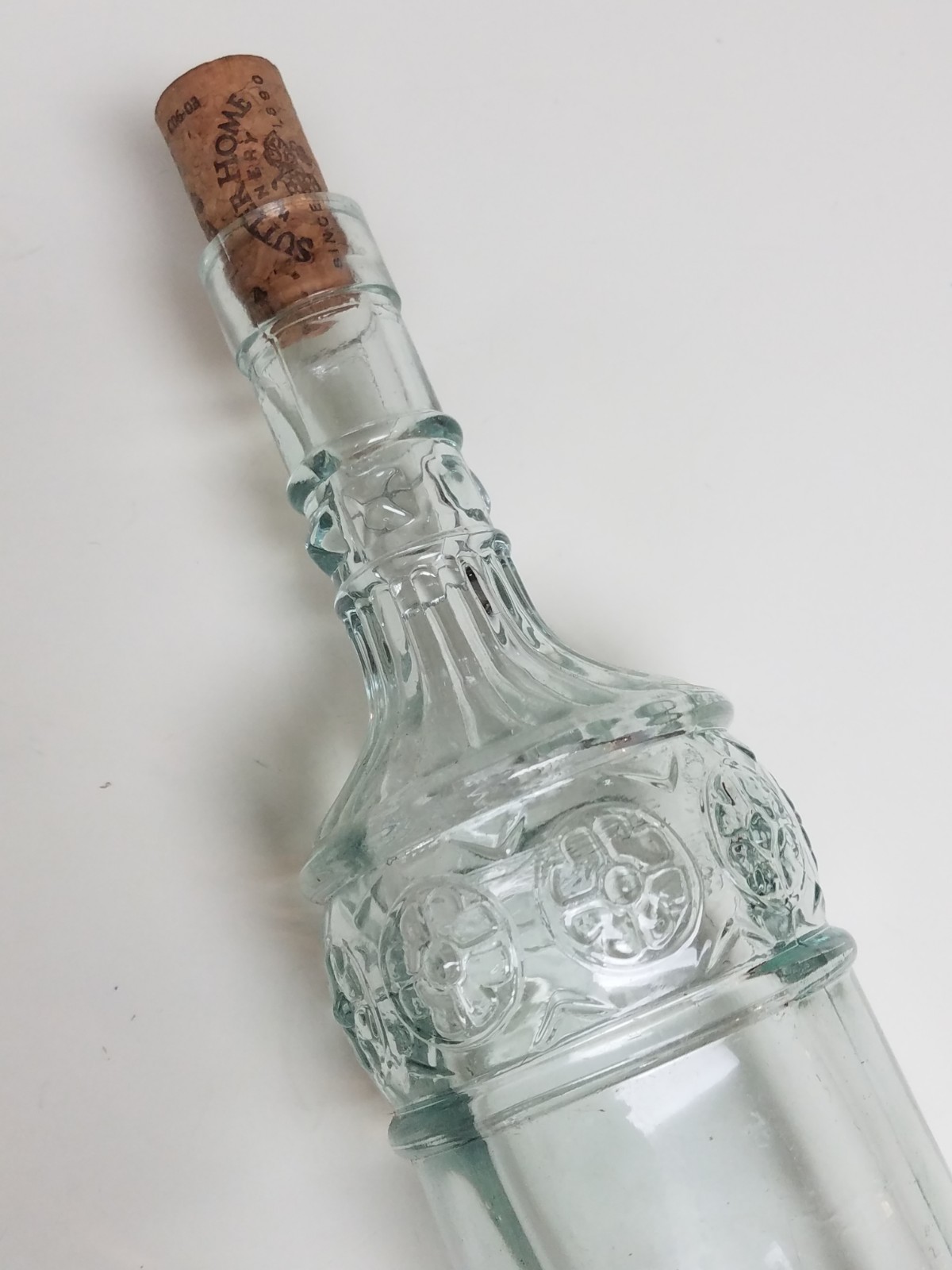Clear Decorative Glass Wine Bottle w/Sutter Home Winery Cork - Slight Green Hue