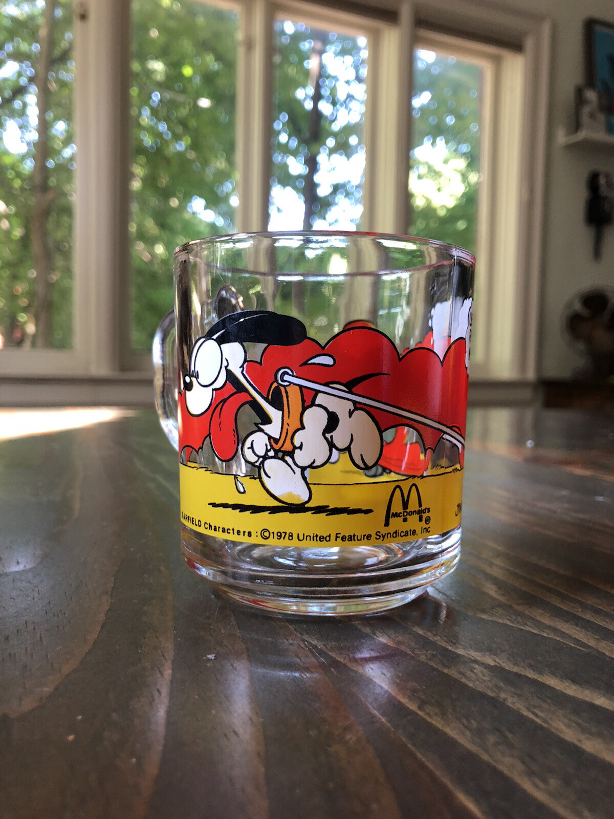 Vintage 1974 70s Garfield Odie Skateboarding Mcdonalds Mug Glass Promo Comic