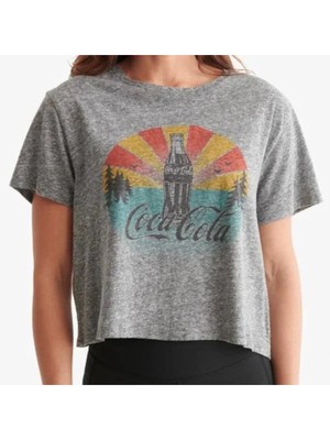 

Женский серый топ с круглым вырезом и короткими рукавами LUCKY BRAND