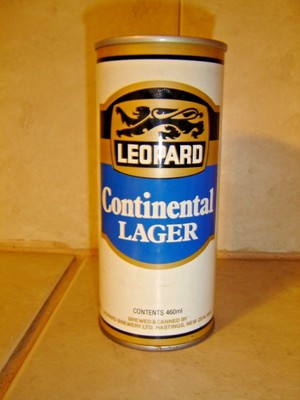 Vintage Leopard Continental Lager 460 ml New Zealand B/O Empty SS Beer Can