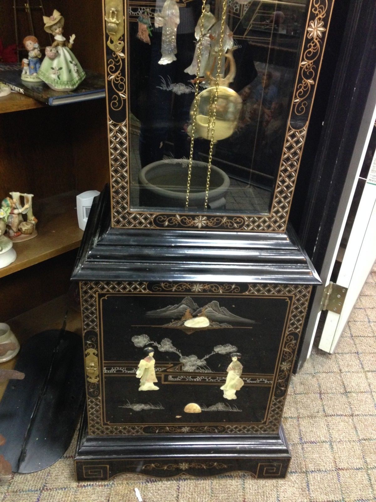 RARE Pearl  Grandfather Clock solid Wood w Mother-of-Pearl inlays/ Overlays