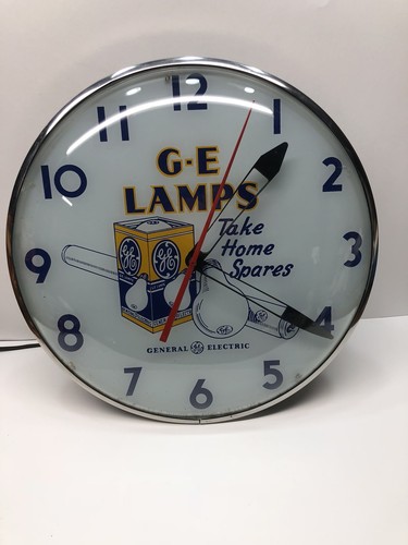 1950’s G.E. LAMPS Advertising Clock 15” General Electric TELECHRON Light Bulbs