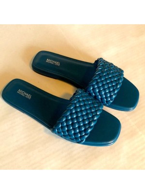 

MICHAEL MICHAEL KORS Женские бирюзовые плетеные сандалии без застежки Amelia Round Toe Slip On, Teal, 40S1AMFA1L