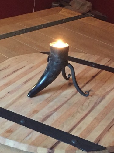 Handforged Skyrim Inspired Horn Tea Light Candle Holder