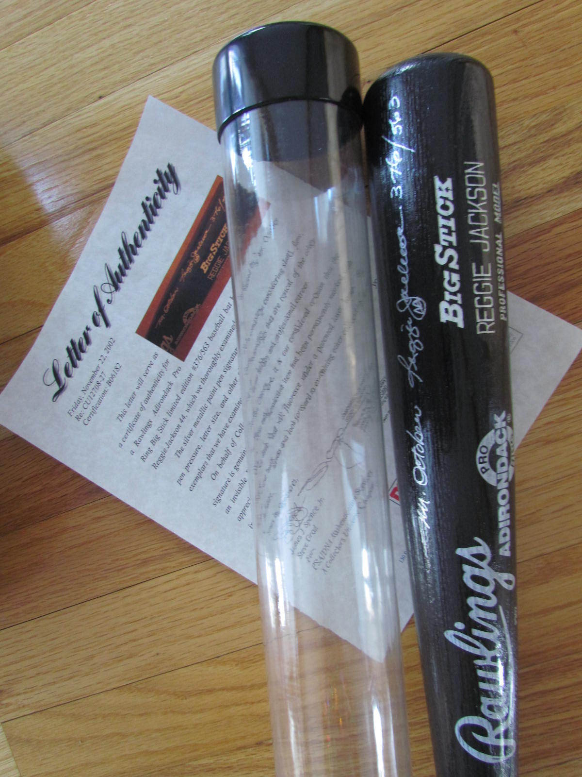 REGGIE JACKSON AUTOGRAPHED Black Rawlings Pro BAT Inscribed MR OCTOBER #44 PSA
