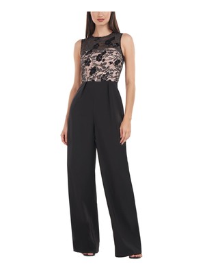 Женский черный вечерний комбинезон без рукавов на подкладке с широкими штанинами JS COLLECTIONS 8