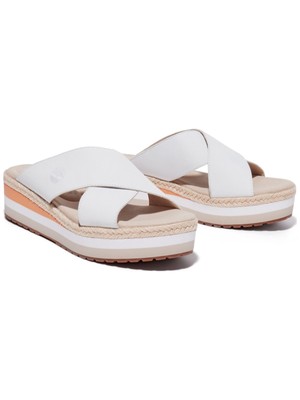 

TIMBERLAND Женские белые шлепанцы на танкетке Santorini на платформе 1-1/2 дюйма 7,5, Белый, TB0A24UB143