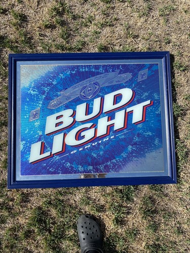 Vintage Rare Bud Light Framed Mirror 32.5 x 26.5 Beer Bar