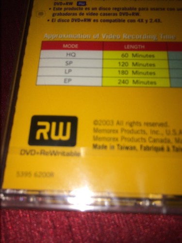 Memorex 4.7GB DVD+RW Media (Single) (Discontinued by Manufacturer)