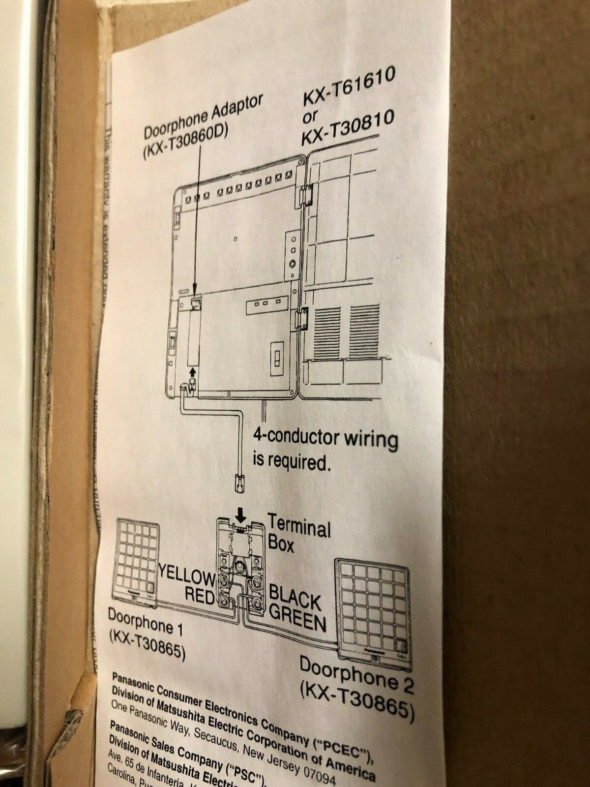 Panasonic Door Phone Adaptor KX-T30860D New