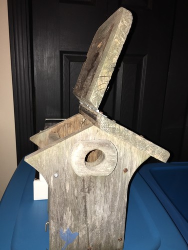 Primitive Weathered Wood  Wooden Bluebird Birdhouse