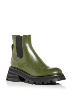 Женские туфли ALEXANDER MCQUEEN зеленого цвета с 1 язычком из кожи Wander Leather Chelsea 36