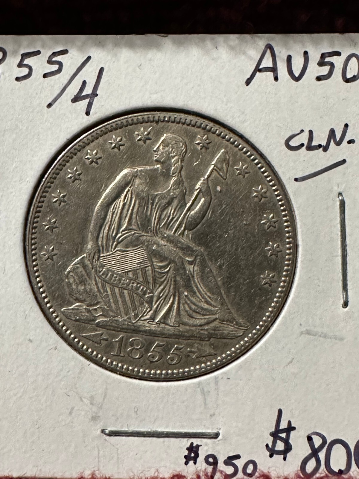コレクション 1854-O Seated Liberty Half Dollar 1855/4 Seated Liberty Half Dollar | eBay