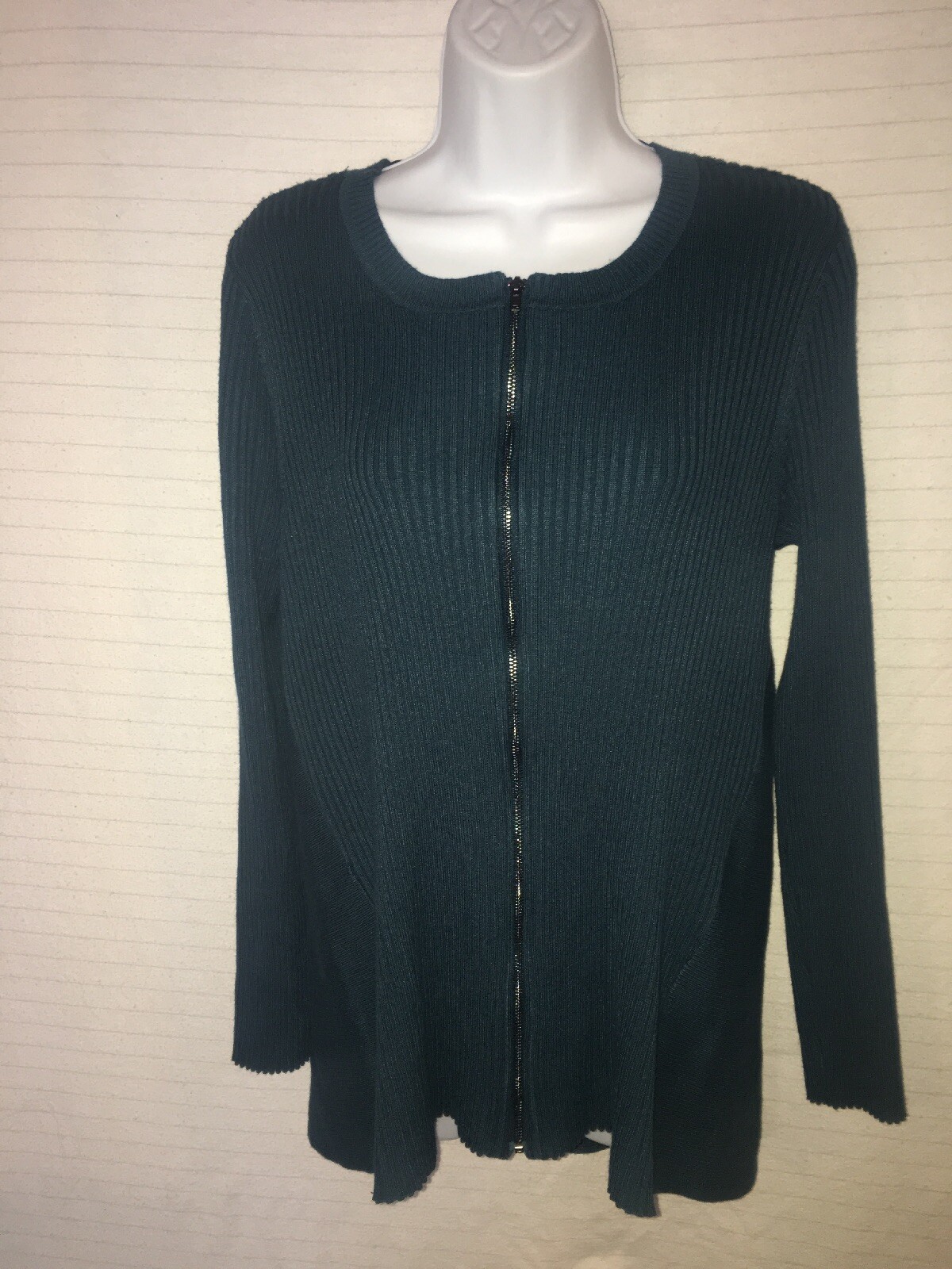 Love Scarlet Knit ZIP Front Cardigan SWEATER Peacock Blue SZ