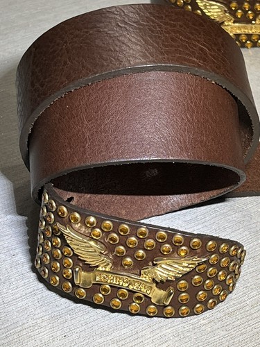 Pre-owned Handmade Robins Jean, Hand Made Leather Belt W/ Gold Swarovski 100% Hand Made In Italy