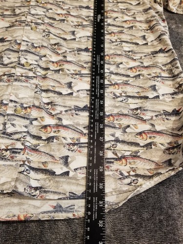 Reel Legends Performance Mens Sz XXL Earth Tones Fish Print Button up Hiking...
