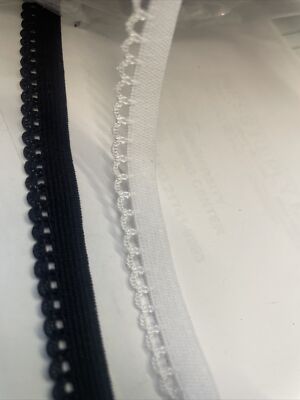 Wholesale ROLL 200 /144/100  / Sample Yard picot elastic 3/8'' 1/2 Black / White