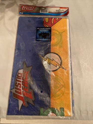 JUSTICE LEAGUE PLASTIC TABLE COVER ~ Birthday Party Supplies Batman Flash DC B1
