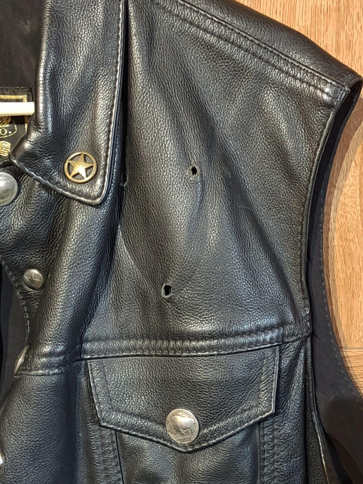 US Made Co. motorcycle leather vest biker mens club black size xxl