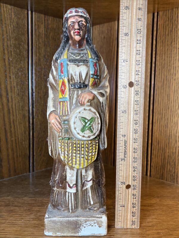 Antique Hand Painted Native American Indian Woman Statue Figure Souvenir Statue