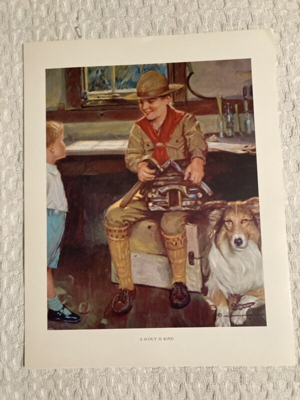 Norman Rockwell Boy Scout Print 11x14” BSA “A Scout Is Kind”.