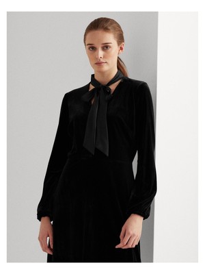 

Женское черное вечернее платье-футляр RALPH LAUREN с длинным рукавом до колена, Черный