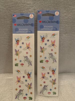 Fairies Mushrooms & Unicorns Mrs. Grossman's Sticker Sheet Sealed New 2 Packs