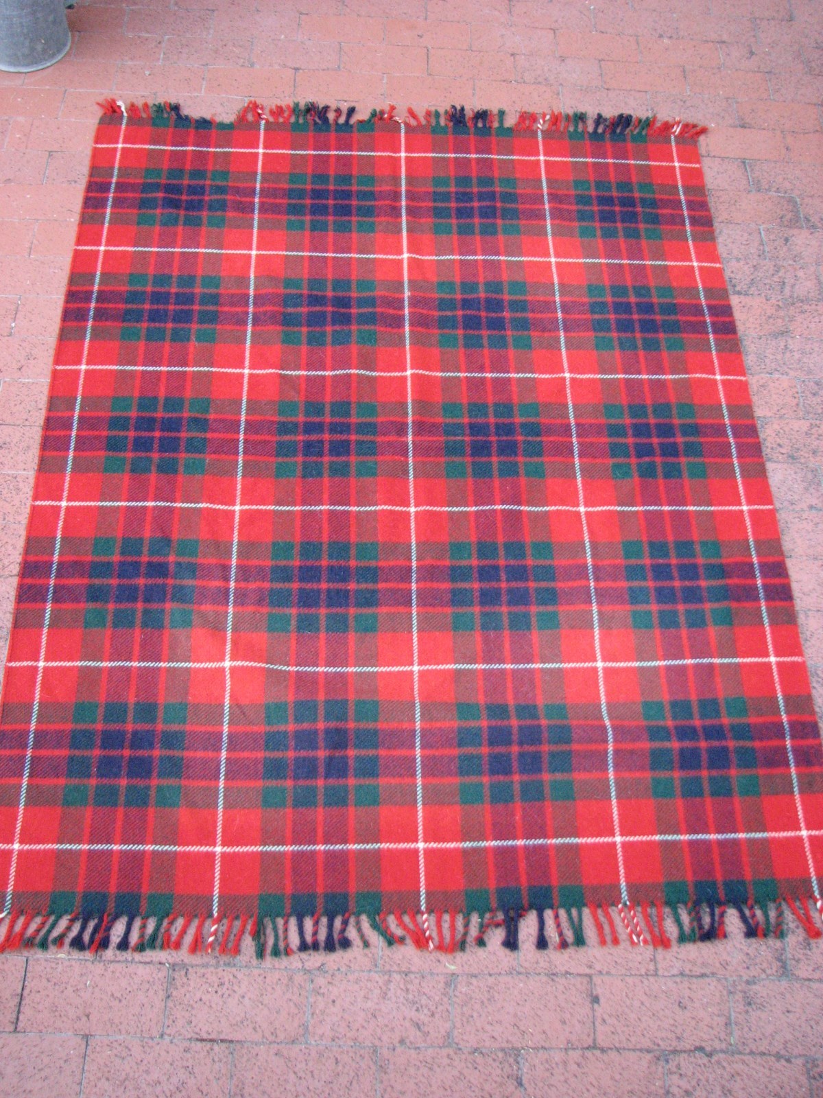 Vintage Red Wool Plaid Blanket Stadium Throw Macnab Travel Rug Scotland 53