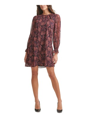 TOMMY HILFIGER Женское черное короткое коктейльное платье с длинными рукавами Petites 4P