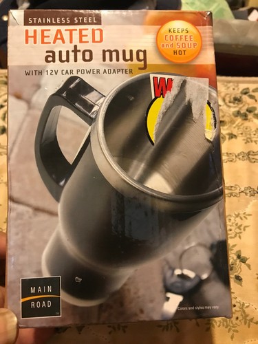 12V Stainless Steel 14 Oz. Insulated Black Heated Car / Auto / Travel Mug New